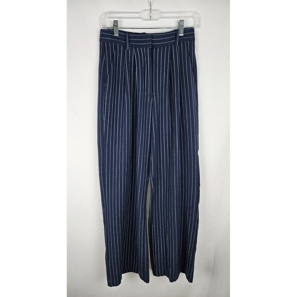 Abercrombie & Fitch Sloane Wide Leg Pants Size Small Navy White Striped Preppy - Picture 2 of 11